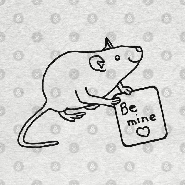 Rat says Be Mine Line Drawing Valentines Day by ellenhenryart